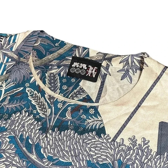 Vintage JPG Jean Paul Gaultier Japan Silk Blend All Over Print T Shirt Mens 40 - Picture 3 of 10